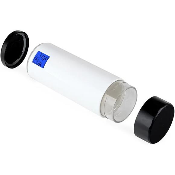 Pyrus VShow 8Time Digital Clock Water Bottle 320mL White Body Black Top AAA - Picture 3 of 10